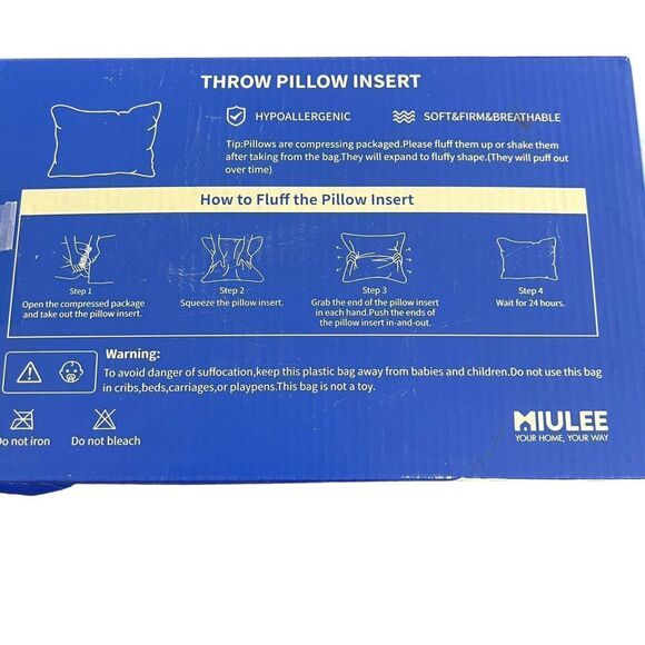 MIULEE Throw Pillow Insert Hypoallergenic Premium Pillow Stuffer Sham Rectangle - Picture 4 of 8